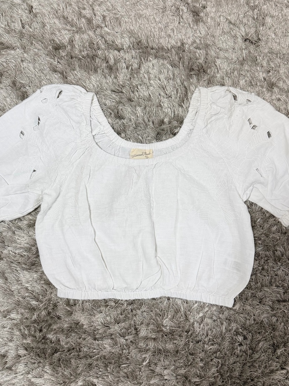 Universal Thread White Embroidered Crop Top